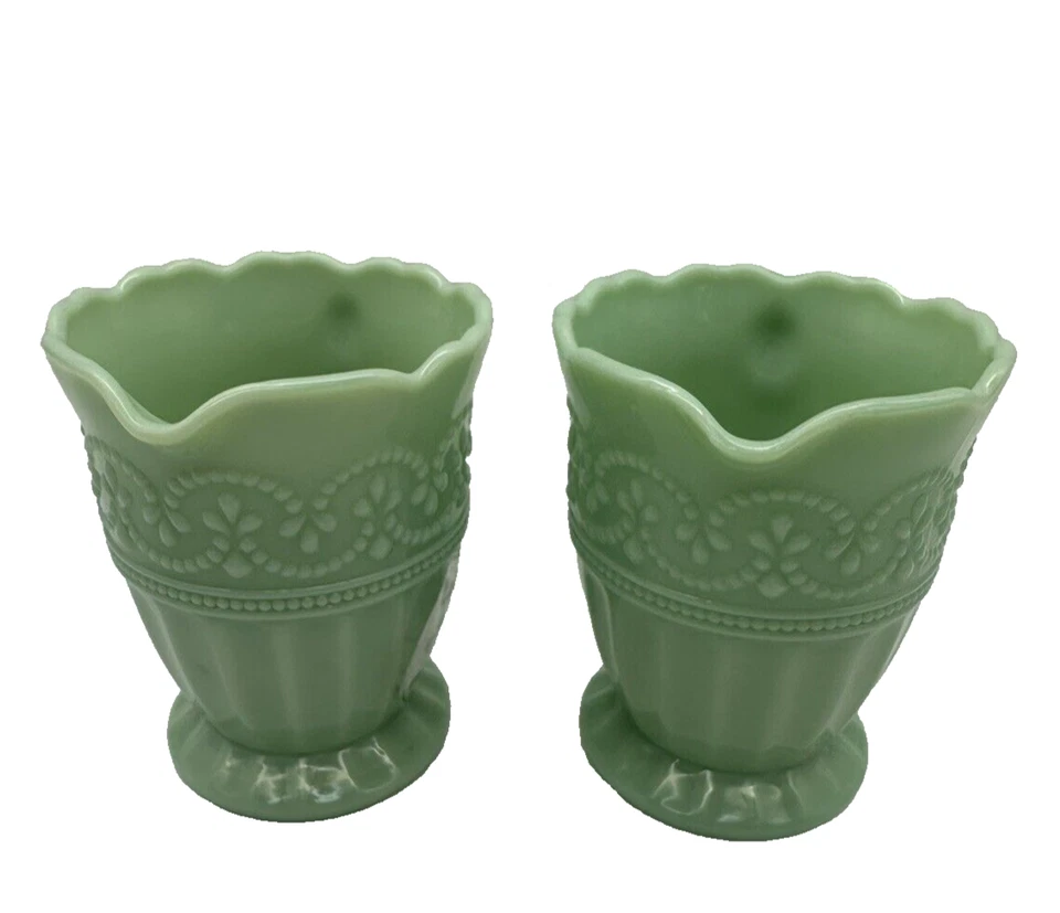 Set of 2 Pioneer Woman Timeless Jade Embossed Creamers Beautiful New With Tag - Image 3 of 4