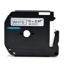 Compatible for Brother P-touch Labels MK231 MK-231 12mm x 8m BLACK/WHITE Tape