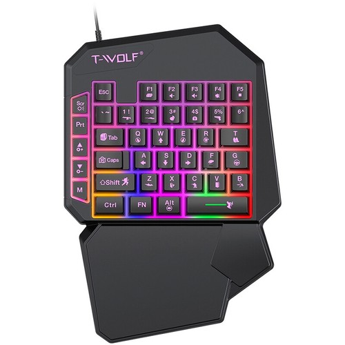 Portable Mini Game Controller Compact One-Handed Gaming Keyboard RGB Backlight - Picture 7 of 8