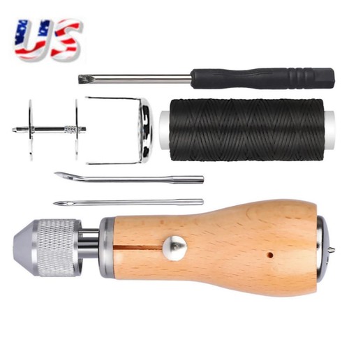 New Sewing Awl Tools Kit Leather Sail & Canvas Repair DIY Handmade Accessories L