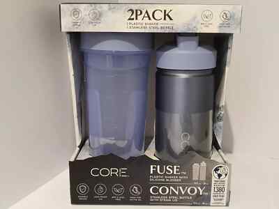 Core Küchensicherung Kunststoff Shaker und Konvoy Edelstahl Flasche (blau)