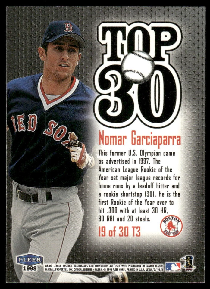 1998 Ultra - Top 30 #19 T3 Nomar Garciaparra - Image 2 of 2