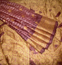 BVH WEARABLE PURE SILK Vintage Sari 5yds 21OCT4404 X04 E537 Brown Coffee ABCKB