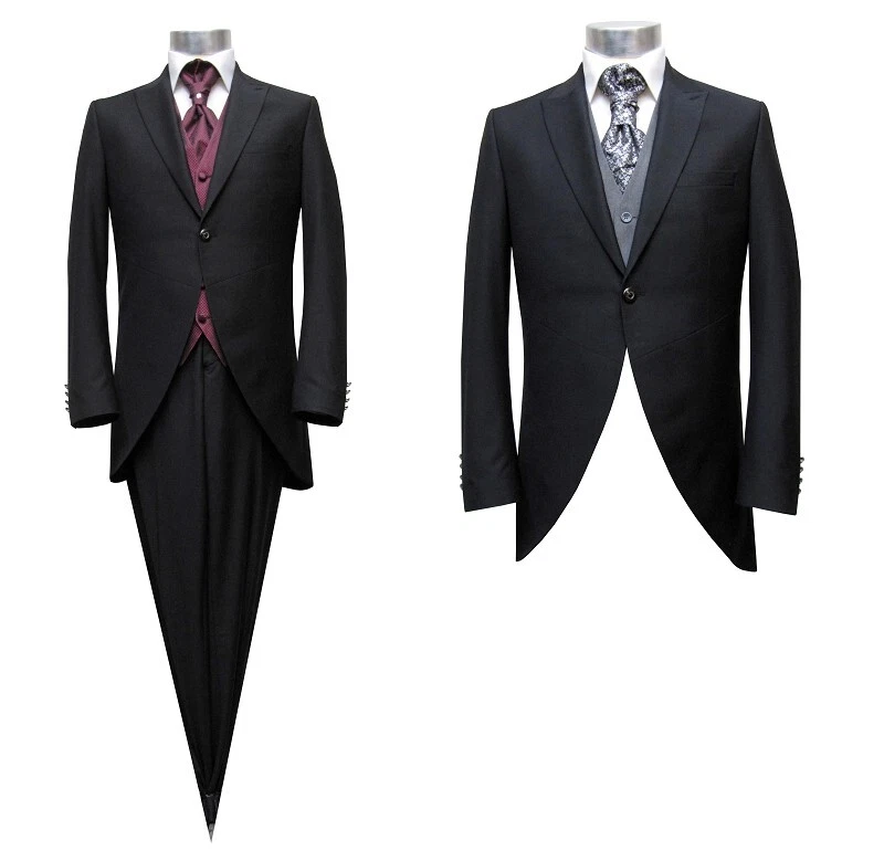 Herren Hochzeit Cutaway Anzug Schwarz - Bild 3 von 4