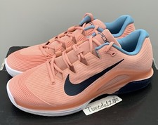 DS NikeCourt Air Zoom Vapor 12 HC sz12 Apricot/Navy tennis trainer FV5552 800