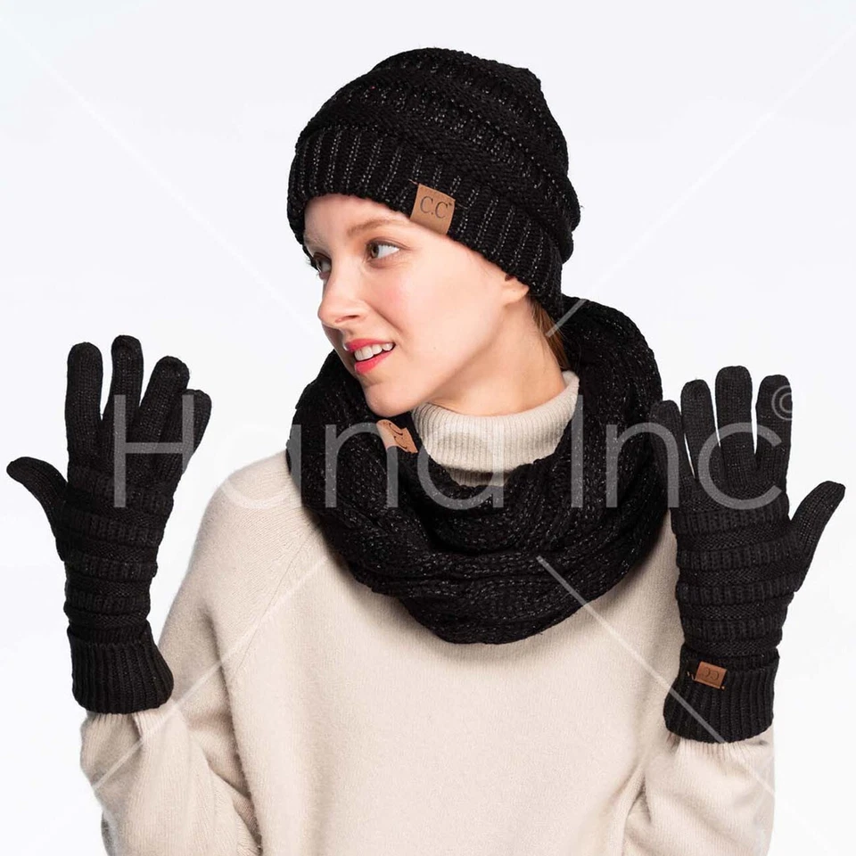 Guantes suaves con pantalla táctil inteligentes cálidos de invierno tejidos confeti exclusivos de C.C para mujer Foto 2 de 4