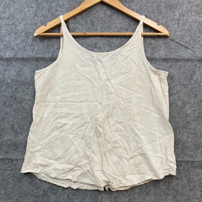 Iris Maxi Top Womens 10 Beige Tank Sleeveless Linen Blend Coastal 44427