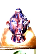 billy joe craven pig bank  face jug pottery, folk art, pottery  8''x5''