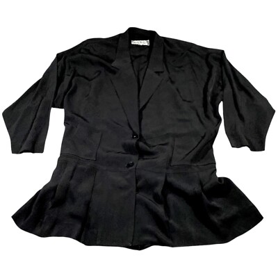 Nicole Miller Dress Womens 10 Black Crepe Short Pleated Hem  Corp Goth 80s VTG