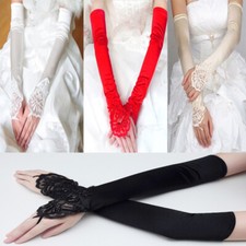 Opera - Guantes Largos Sin Dedos Para Novia, Boda, Fiesta, Disfraz Elástico, Malla Y Guantes De Perforación, Guantes Para Mujer (02, Blanco, Talla