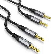 2 Pack 3.5mm AUX Audio Cable 6.6ft – Nylon Braided Cord for Car & Devices