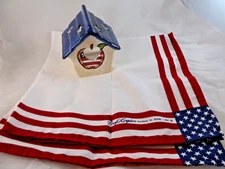 Daisy Kingdom Scarf Red White Blue Patriotic 4th of July + Tea Lite Bird House