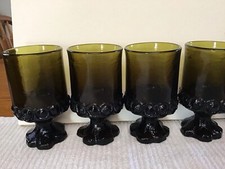 Vintage 5 Tiffin Franciscan Madeira Smoky Green Goblets 6oz.