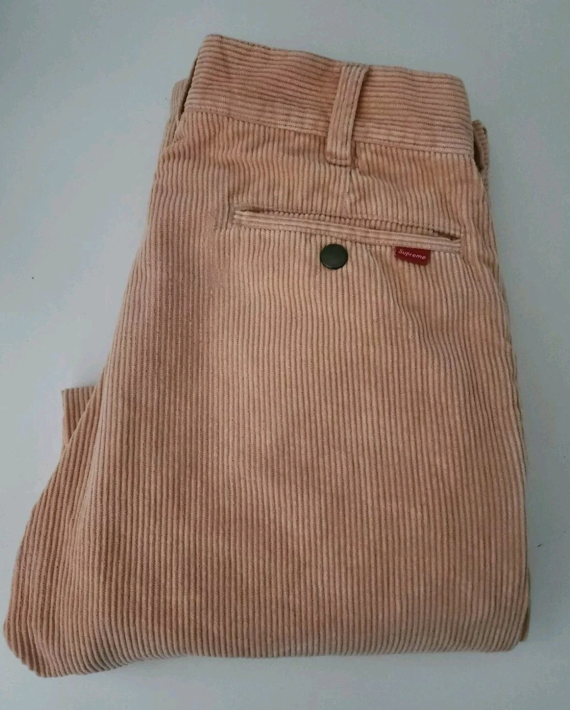 FW17 Supreme Corduroy Work Pant size 34 W34 L32 zip up trousers pants Peach