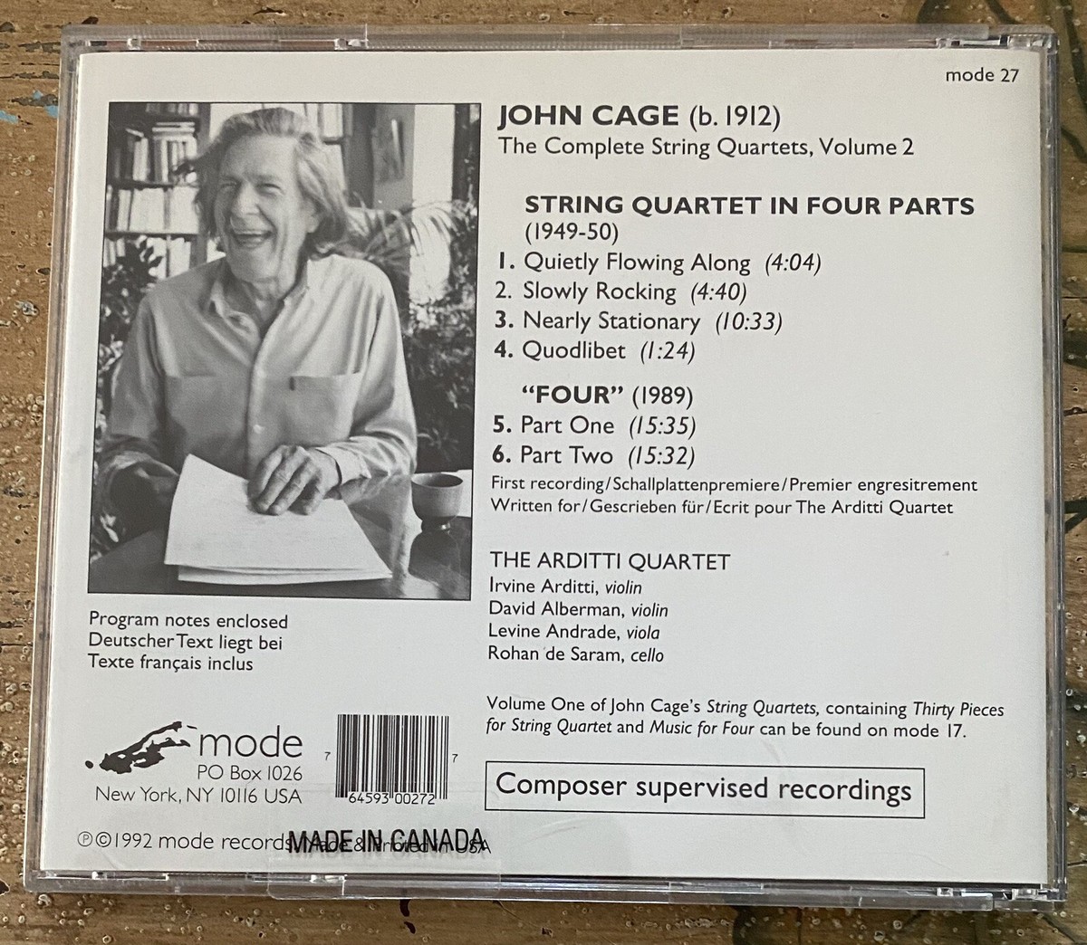 ジョン・ケージ
ソング・ブックス
リクセンベルク＆ローズ
Sub Rosa盤 John Cage: The Complete String Quartets, Vol. 2 (CD, Feb