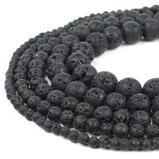 Natural Black Lava Beads Strand Round Rock Jewelry Making 6mm 8mm 10mm 12mm 14mm