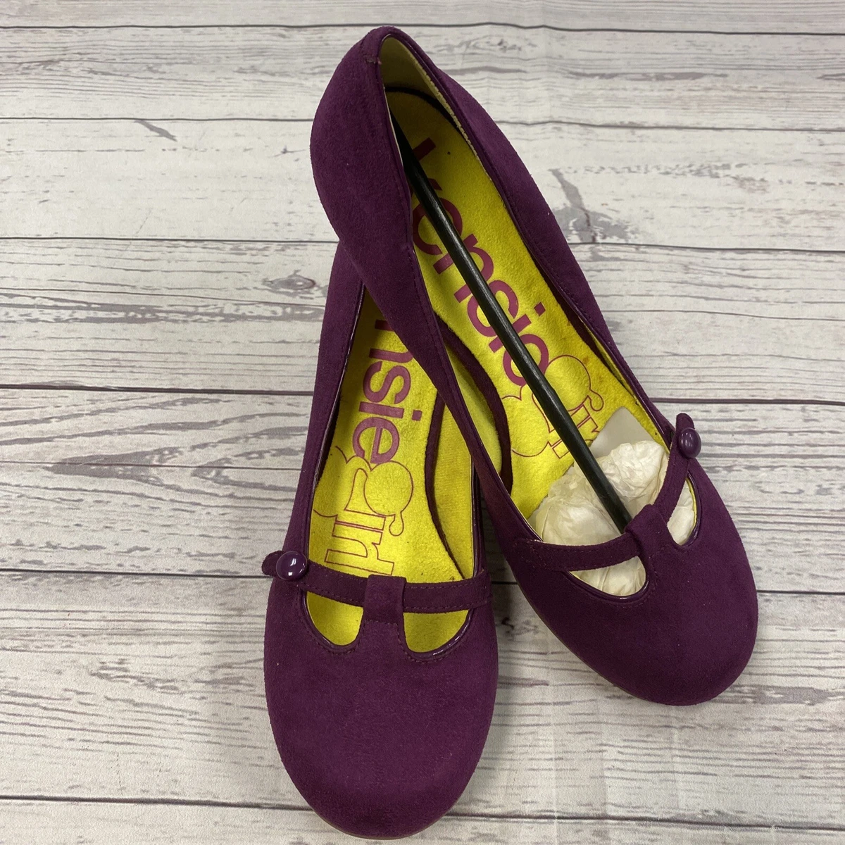 Kensie Girl Chandra2 Rasperry Cow Split Suede Patent Shoes Women s Size 9