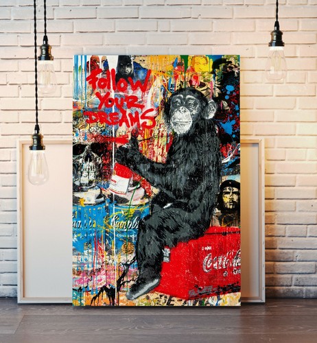 GRAFFITI FOLLOW YOUR DREAMS CANVAS WALL ART PRINT ARTWORK BRAINWASH BANKSY STYLE - Picture 2 of 7