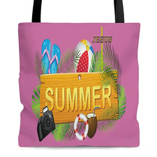 AOP Tote Bag "Summer" Graphic Pink Bag Printed on Both Sides