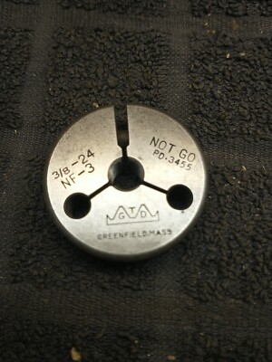 USED Greenfield GTD THREAD RING GAGE 3/8'' X 24 NF-3 NOT GO PD .3455