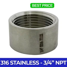 (10 Pack) 3/4" NPT 316SS Stainless Steel Threaded Half Coupling Weld On Bung 304