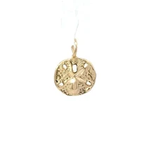14k Yellow Gold Sand Dollar Charm Necklace Pendant ~ 1.0g
