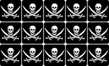 [15x] 1in x 1in Jolly Roger Pirate Flag Stickers Car Truck Vehicle Bumper Decal