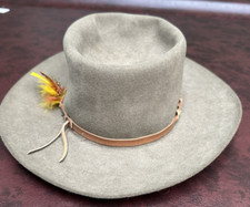 Akubra Gymkhana Tan With Band Feather Felt Hat Size 54 Australia Outback
