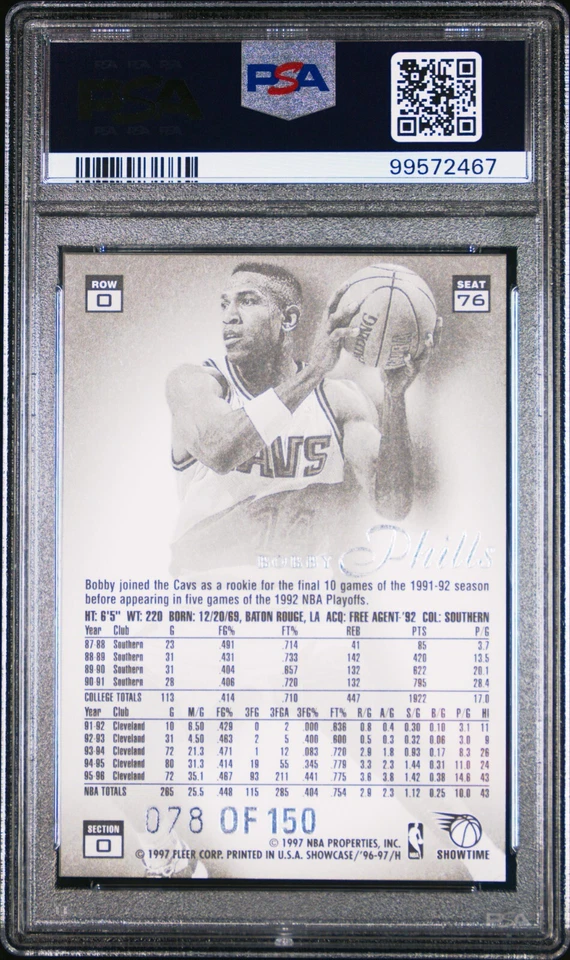 Flair Showcase Legacy Collection 1996 fila 0 #76 Bobby Phills 78/150 PSA 10 POP 1 Foto 2 de 2