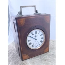 Silver Goliath  LeCoultre 8-Day Pocket Watch in Wooden Presentation Case 1890