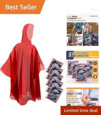 Hooded Disposable Rain Ponchos 5 Pack - Ultimate Weather Protection for Adults