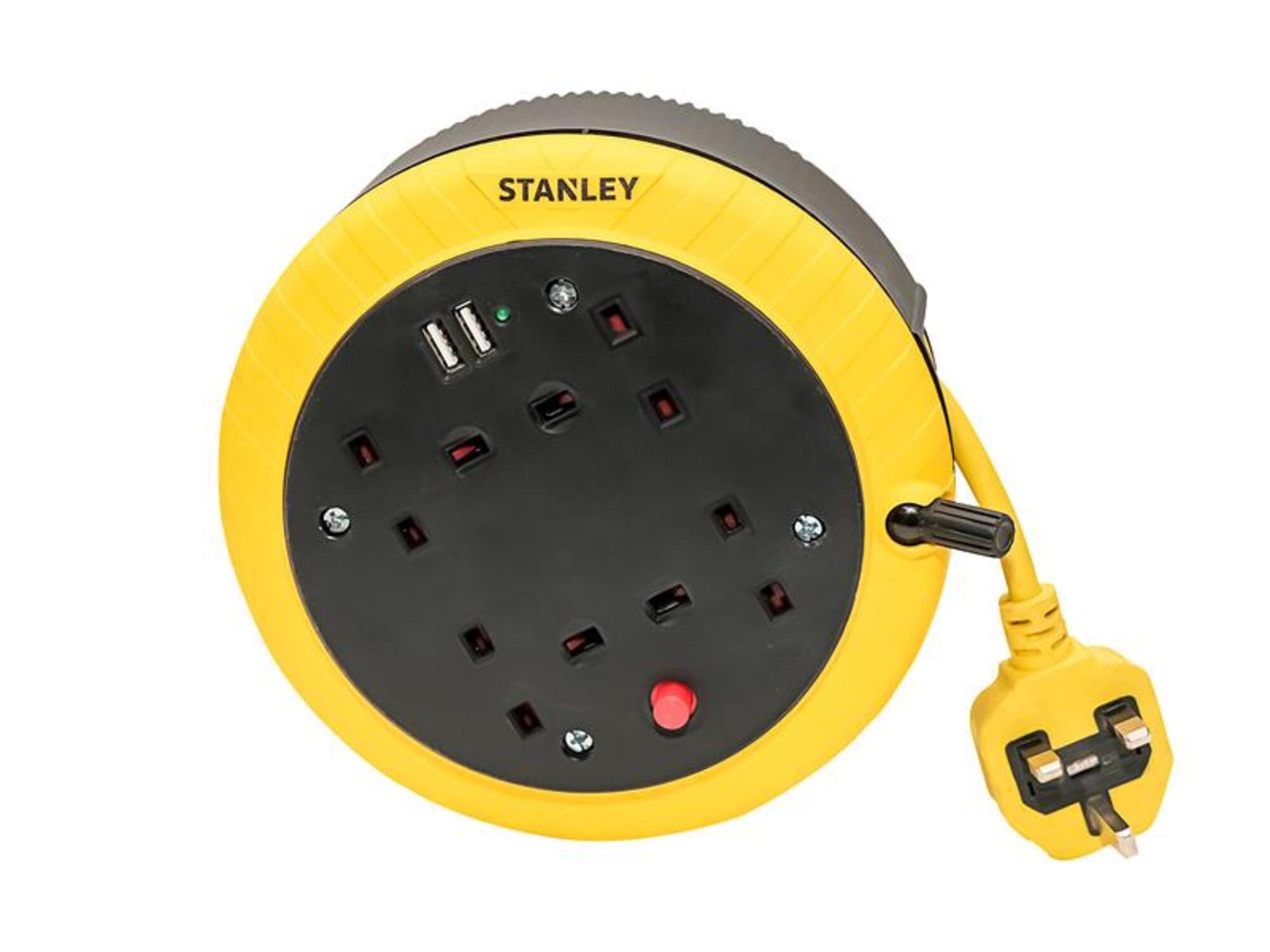 Stanley STEC5M2USB  Electrical Cable Reel 240V 13A 4-Socket + 2 USB 5m