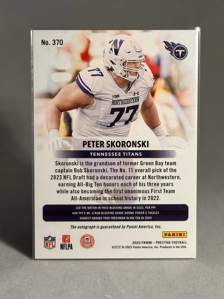 Peter Skoronski 2023 Panini Prestige Xtra Points Premium Red Auto RC /199 #370 - Image 2 of 2