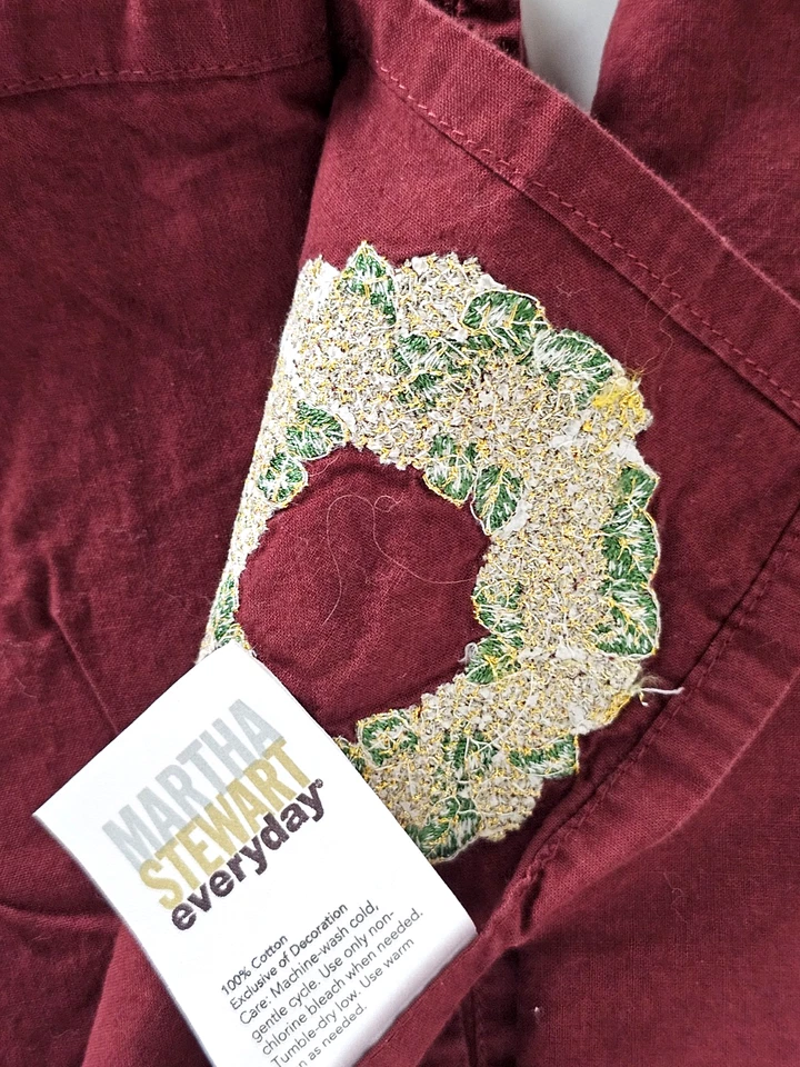 "Juego de 6 servilletas de mesa Martha Stewart corona de Navidad borgoña 20""x20""" Foto 4 de 4