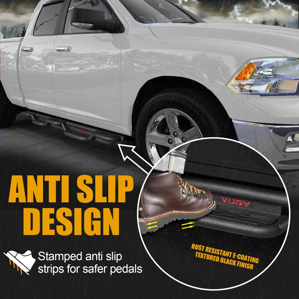 Side Step Nerf Bars Fit 2009-2025 Dodge Ram 1500/2500/3500/4500/5500 Quad Cab Foto 4 de 4