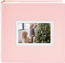 Pink Faux Leather Photo Album Holds 200 4x6 Photos Memo Space Scrapbook Memory