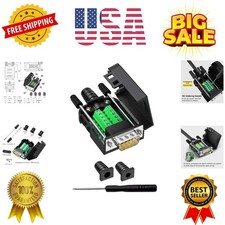 DB9 Breakout Connector, Male 9 pin RS232 connectors, Solderless D-SUB RS485 S...