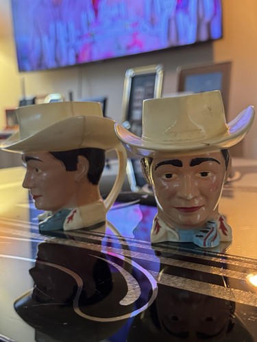 Vintage Cowboy Head Character Mugs – Set of 2 Western Cowboy Cups