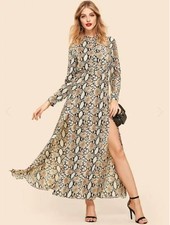 NWOT Long Sleeve Snake Print Maxi Dress Sz 6