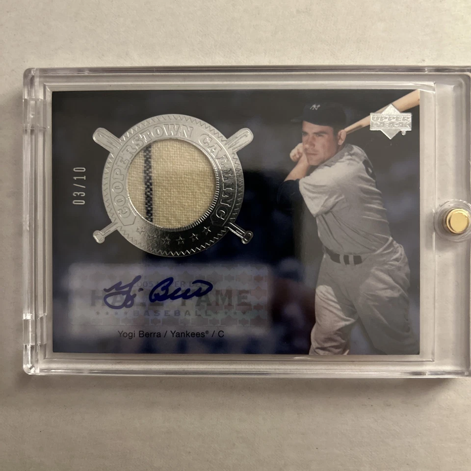 Upper Deck Yogi Berra 2005 juego usado parche automático/10 #CO-YB1, rayas + como nuevo Foto 3 de 4