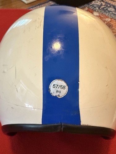 Romer White With Blue Stripe Motorcycle Helmet, Made In Germany 1970’s, No Visor - Picture 6 of 24