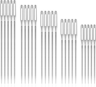 RITDVNI 50 Pcs Sewing Needles Large Eye Hand Sewing, 5 Sizes Embroidery Needles