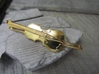 Vintage MIRIAM HASKELL Violin Fiddle Musical Instrument Gold Tone PIN Brooch