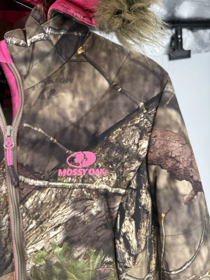 Chaqueta de Caza Mossy Oak Camuflada Para Mujer Grande Rosa Forrada Piel Abrigo con Capucha Exterior Foto 4 de 4