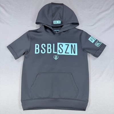 Baseball 101 BSBL SZN V3 Youth Small Black Cyan Blue Performance Training Hoodie