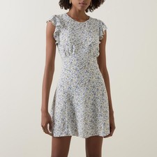 Reformation Idalia Ruffle Flutter Sleeve Cutout Open Back Floral Mini Dress 12