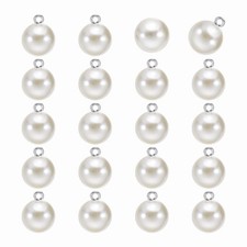 20pcs Round Pearl Buttons 14mm Metal Shank Sewing DIY Buttons, Beige Silver
