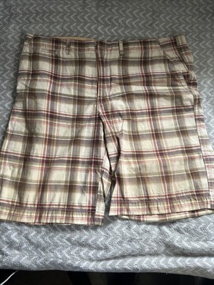 Vintage No Boundaries Herren 42 karierte Chino Shorts vorne flach NOBO Y2K #148