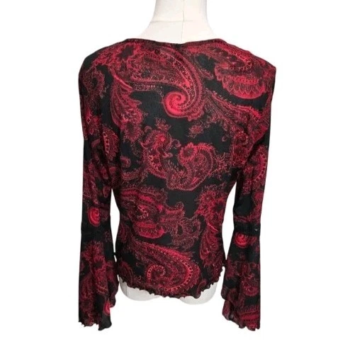 Vtg Fashion Bug Y2K Babydoll Flare Sleeve Top Womens L Whimsigoth Fairy Grunge - Image 2 of 4