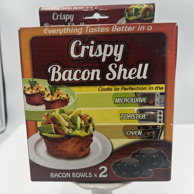 Crispy Bacon Shell Microwave  or Toaster oven Bowls. 2 BOWLS IN ONE BOX